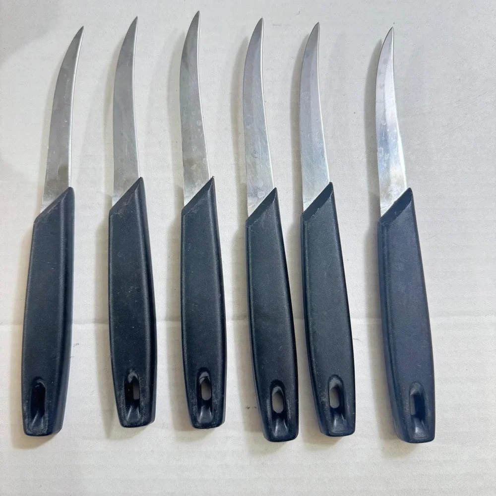 Fiskars Vintage Steak Knife Set 6 Piece Stainless Finland Wooden Wall‎ Block